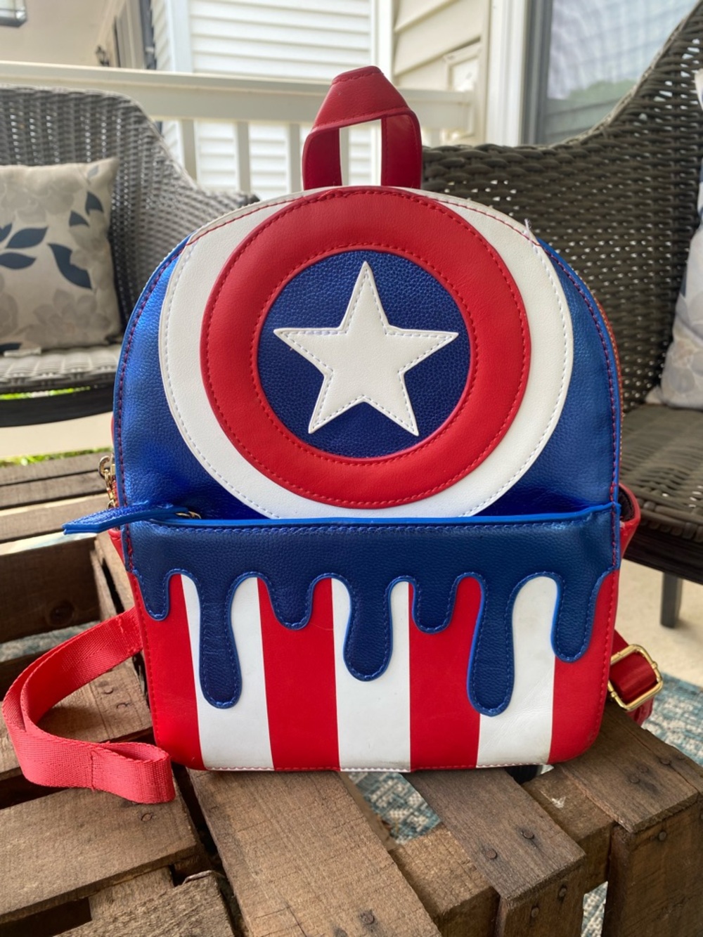 Danielle Nicole Red, White & Blue Captain Shield Mini Backpack